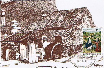 Foto van <p>Moulin banal</p>, Châtelineau (Châtelet), Uitgave als prentkaart in 1971 (coll. R. Van Ryckeghem, Sint-Andries) | Database Belgische molens
