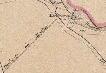 Foto van <p><em></em>Moulin de Villers</p>, Villers-Notre-Dame (Ath), Kadastrale Atlas P.C. Popp, ca. 1860. | Database Belgische molens