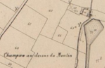 Foto van <p>Moulin de Wayaux</p>, Wayaux (Les Bons Villers), Kadastrale Atlas P.C. Popp, ca. 1860 | Database Belgische molens