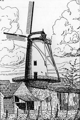 Foto 3 van Kruisstraatmolen, Molen Raes, Handzame (Kortemark), Pentekening Anton Schütz, Dresden (Duits reseve-luitenant), 1914-1918. | Database Belgische molens Kruisstraatmolen, Molen Raes, Handzame (Kortemark), Pentekening Anton Schütz, Dresden (Duits reseve-luitenant), 1914-1918. | Database Belgische molens